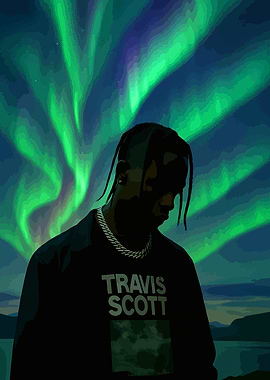 Travis Scott under Aurora Borealis