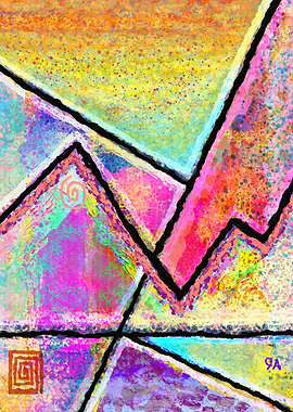 Colorful Abstract Geometric Painting - Creative Chaos