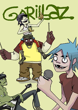 Gorillaz Band Cartoon Illustration