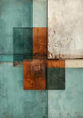 Abstract Geometric Color Block Painting