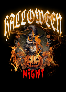 Halloween Night Owl with Pumpkin