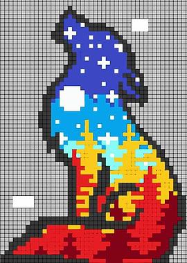 Pixel Art Wolf Silhouette Landscape