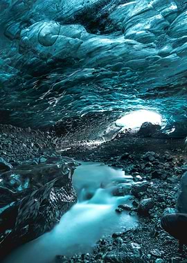 Ice Cave with Stream
