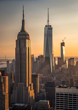 New York City Skyline at Sunset USA
