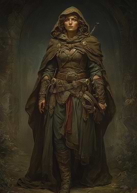Hooded Warrior Woman Portrait