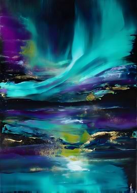 Abstract Aurora Borealis Painting