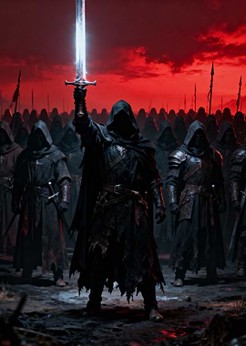 Dark Army with Glowing Sword