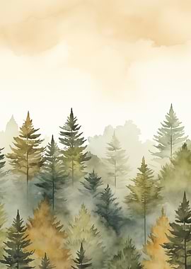 Forest Landscape with Fog