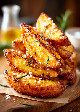 Golden Potato Wedges with Salt and Rosemary
