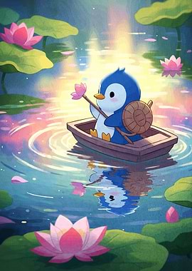 Penguin Boat Lotus Flower