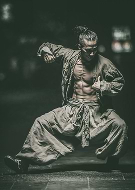 Martial Arts Master in Action Pose