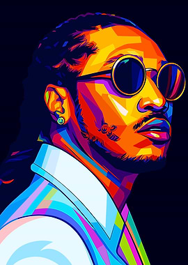 Colorful Portrait of a Future with Sunglasses