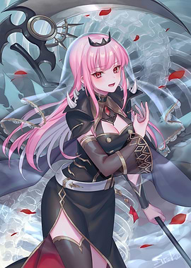 Anime Girl with Pink Hair and Scythe