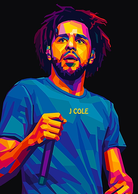J Cole Colorful Portrait