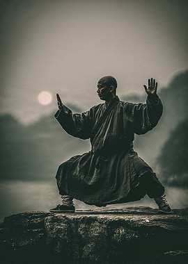 Shaolin Monk in Martial Arts Stance