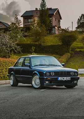 Classic Blue BMW E30 on Road
