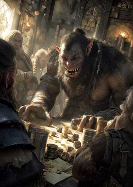 Orc Gambling in a Tavern