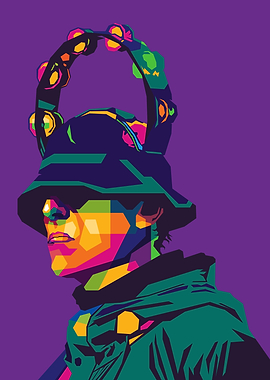 Colorful Portrait with Tambourine Hat