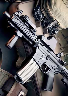 Black Assault Rifle with Tactical Gear