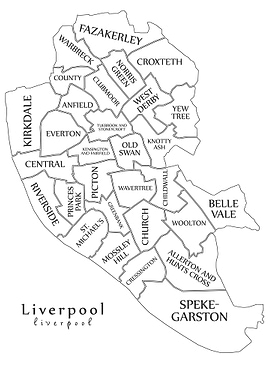 Liverpool City Map - Black and White