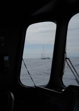Sailboat view from inside a boat