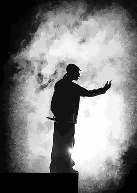 Monochrome Rapper Silhouette on Stage