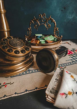 Vintage Still Life with Godiva Chocolates