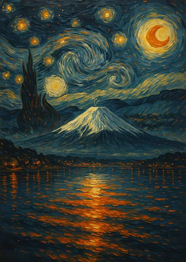 Starry Night Inspired Landscape Painting