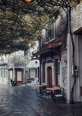 European Street Cafe Scene, Lesbos