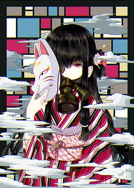 Anime Girl with Mask and Gas Mask