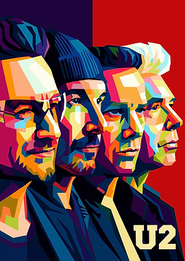 U2 Band Colorful Pop Art Portrait