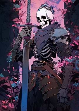 Skeleton Knight with Sword and Crown