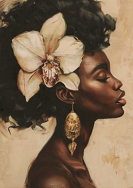 Elegant Woman with Orchid and Earring