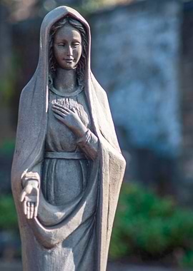 Statue of Virgin Mary in Garden