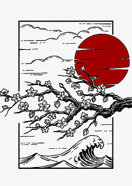 Japanese Cherry Blossom and Rising Sun