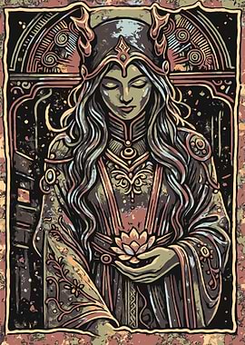 Mystical Woman with Lotus Flower