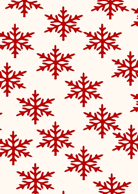 Red Snowflake Pattern on Cream Background