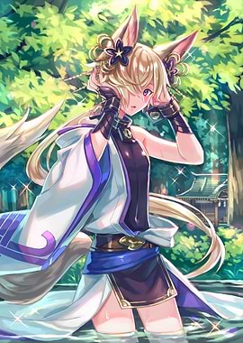 Anime Fox Girl in Forest Setting