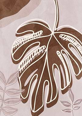 Abstract Brown Leaf Art