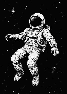 Astronaut Floating in Space Illustration Art
