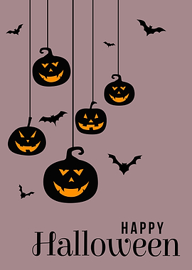Happy Halloween Pumpkins and Bats