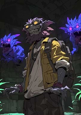 Monster Tourist with Glowing Companions