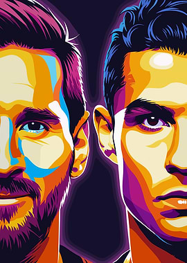 Messi and Ronaldo Pop Art Portrait