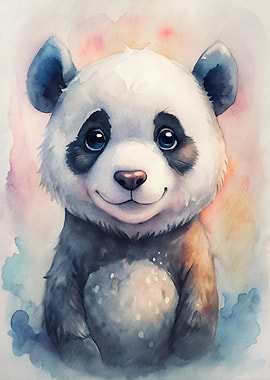 Watercolor Panda Portrait