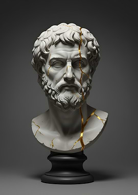 Kintsugi Sculpture of a Bearded Man