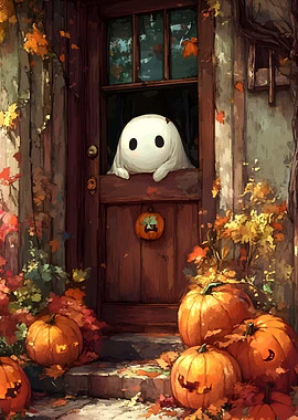 Cute Ghost and Pumpkins Halloween