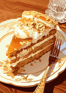 Slice of Cake with Almonds