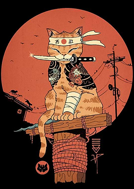 Samurai Cat with Sword