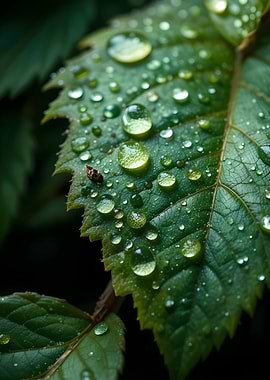 Leaf with Water Droplets