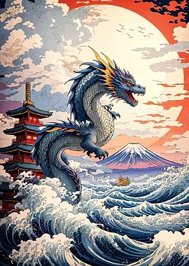 Japanese Dragon Mount Fuji